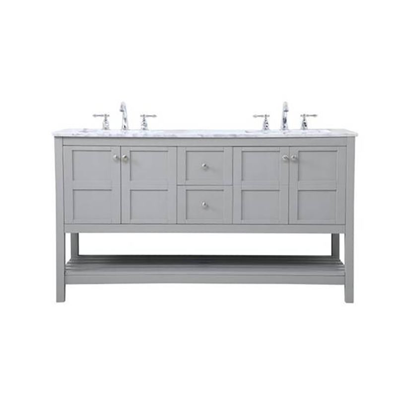 Solid Wood bathroom vanity cabinet natural marble Bathroom Vanity 60 Inch With 2 Drawers and 4 Doors